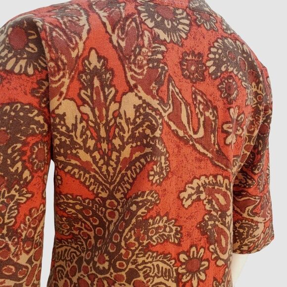 Vintage Cotton Canvas Kaftan Dress 60s 70s Fall Colors 14 16 - Picture 11 of 11